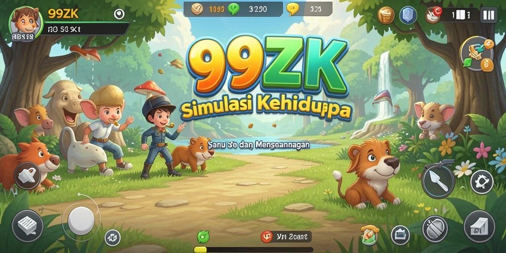 Screenshot gameplay 99ZK menampilkan simulasi lingkungan yang menawan.