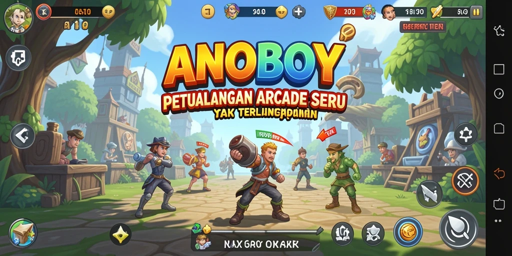 Screenshot gameplay ANOBOY menampilkan aksi seru di dunia arcade.