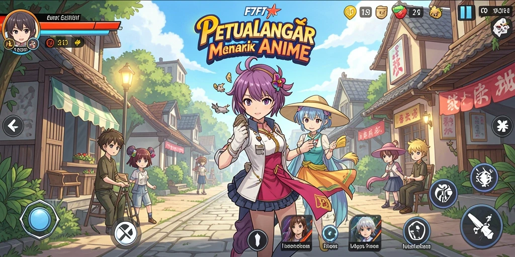Tampilan aksi seru dalam game F7F7 dengan karakter anime.