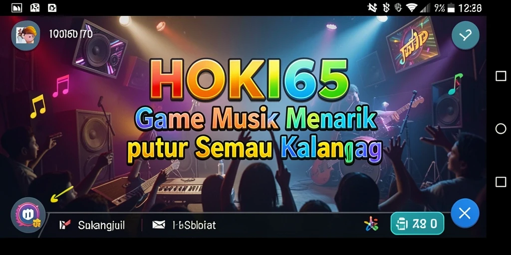Tampilan gameplay HOKI65 dengan tantangan musik yang seru.