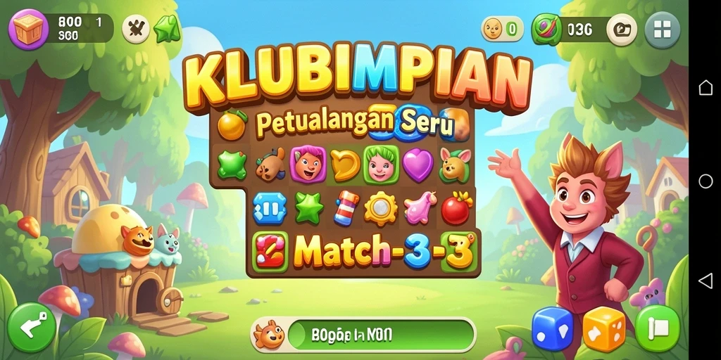 Screenshot KLUBIMPIAN yang menampilkan aksi seru di permainan Match-3.