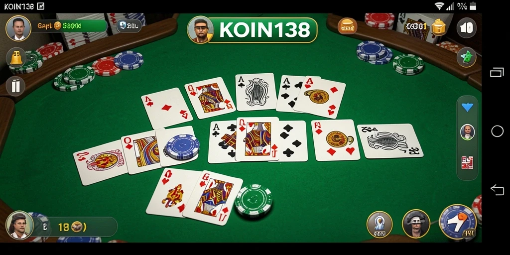 Screenshot utama KOIN138 menampilkan gameplay Gaple yang seru.