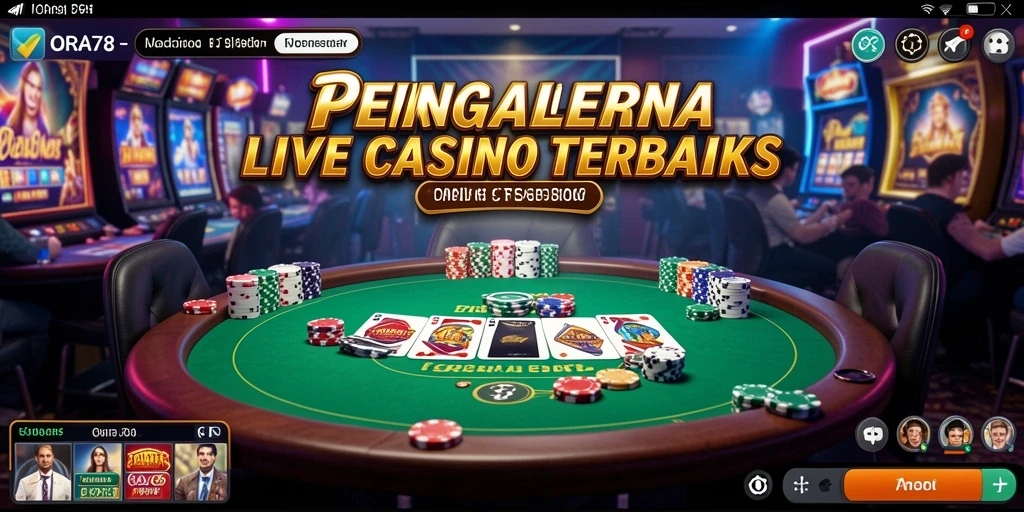 Tampilan gameplay ORA78 menampilkan dealer langsung dan suasana kasino yang autentik.