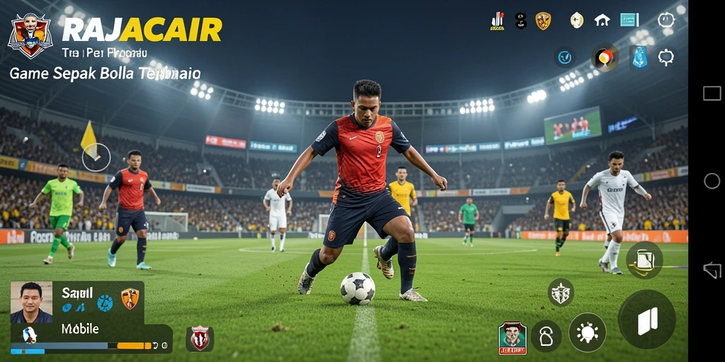 Screenshot gameplay RAJACAIR yang menarik dan penuh aksi sepak bola.