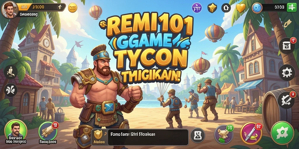 Screenshot gameplay REMI101 menampilkan aksi membangun empire bisnis.