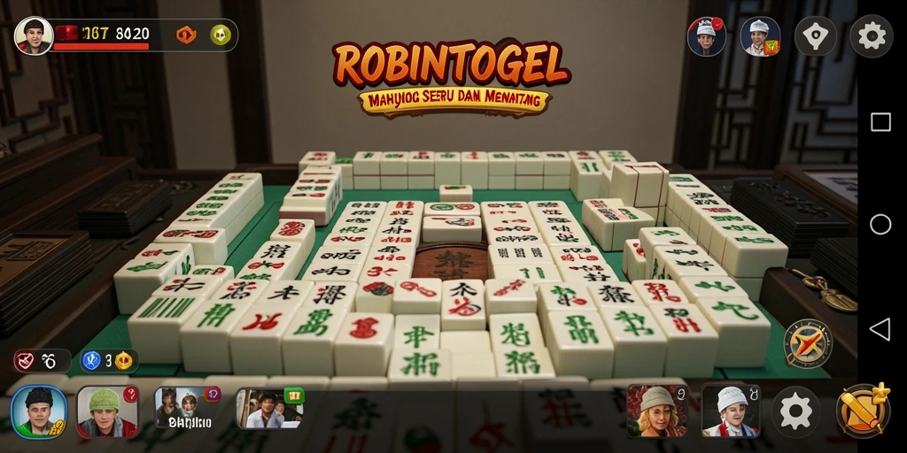 Tampilan gameplay menarik dari ROBINTOGEL dalam permainan Mahjong.